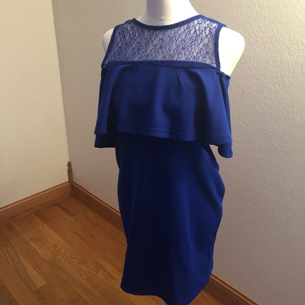 Royal blue Another Story cold shoulder mini dress
